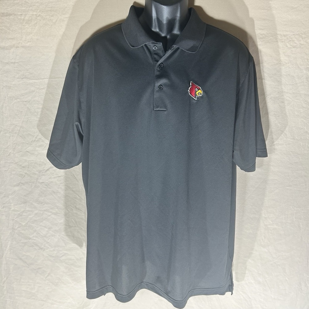 Adidas Climalite‎ Louisville Cardinals Polo Shirt Mens 2XL XXL Black Golf NCAA